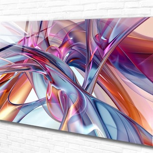 Colorful Glassy Abstract Tempered Glass Wall Art, Panoramic Wall Art,Extra Larrge Wall Art,Houeswarming - Office gift,Modern Wall Hanging