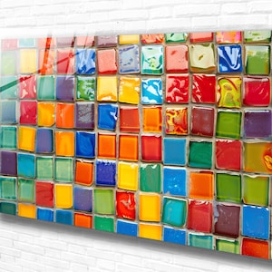 Colorful Tempered Glass Wall Art Abstract ,Panoramic wall Art,Extra large Wall Art,houeswarming gift,Office gift,Modern Wall hanging