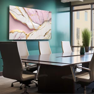 Tempered Glass Wall Art Marble Abstract White Pink Gold,Panoramic Wall Art,Extra Large Wall Art,Houeswarming gift,Office gift, Wall decor image 5