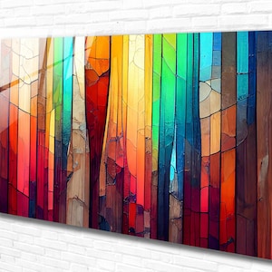 Colorful Tempered Glass Wall Art Abstract ,Panoramic Wall Art,Extra large Wall Art, Houeswarming Gift, Office Gift, Modern Wall Hanging