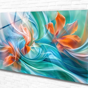 Colorful Flowers Tempered Glass Wall Art,Panoramic Wall Art,Extra Large Wall Art,Home Office Gift,Modern Wall Hanging,Unique Decor