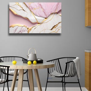 Tempered Glass Wall Art Marble Abstract White Pink Gold,Panoramic Wall Art,Extra Large Wall Art,Houeswarming gift,Office gift, Wall decor image 9