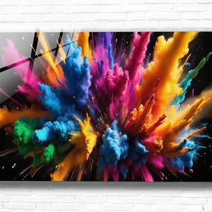 Colorful Abstract Tempered Glass Wall Art, Panoramic Wall Art, Extra Large Wall Art, Houeswarming Gift, Office Gift, Modern Wall Hanging
