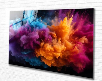 Tempered Glass Wall Art Colorful Abstract Design, Home Art Decor, Extra Large Wall Art, Office Gift, Modern Wall Hanging, Print Art Decor