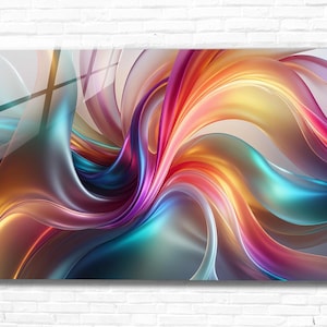 Colorful Tempered Glass Wall Art Abstract ,Panoramic Wall Art,Extra large Wall Art, Houeswarming Gift, Office Gift, Modern Wall Hanging