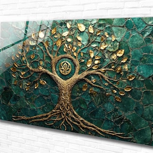 Tree Life Tempered Glass Wall Art Abstract , Panoramic Wall Art, Extra Large Wall Art, Tempered  Glass Backsplash , Modern Wall Hanging