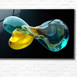 Abstract Fluid Tempered Glass Wall Art Liquid Shape Panoramic Wall Art Extra Large Wall Art,Houeswarming gift,Office gift,Modern Wall Hang
