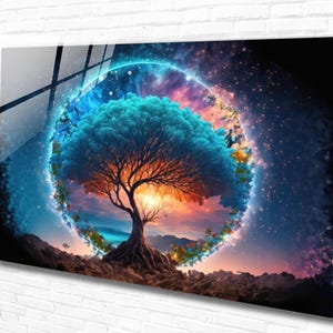 Tree Life Tempered Glass Wall Art Decor Abstract , Panoramic Wall Art, Extra Large Wall Art,Houeswarming-Office gift ,Modern Wall Hanging