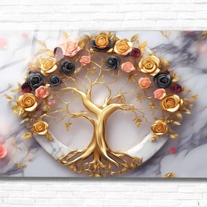 Tree Life Tempered Glass Wall Art Abstract ,Marble Panoramic Wall Art,Extra Large Wall Art, Tempered  Glass Backsplash , Modern Wall Hanging