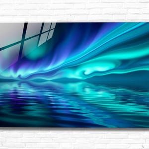 Blue Tempered Glass Wall Art Abstract ,Panoramic Wall Art,Extra large Wall Art, Houeswarming Gift, Office Gift, Modern Wall Hanging