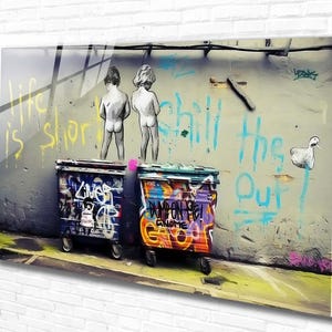 Banksy Tempered Glass Wall Art -Life is Short - Street Art - Glass Printing Wall Art - Graffiti - Home Decor - Gift Idea Printing Glass