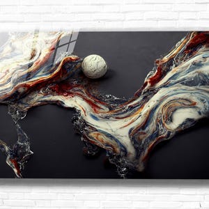 Tempered Glass Wall Art - Abstract Marble Design - Modern Office & Living Room Decor - Black White Decor - Luxury Glass Print