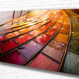 Colorful Tempered Glass Wall Art Abstract ,Panoramic Wall Art,Extra large Wall Art, Houeswarming Gift, Office Gift, Modern Wall Hanging