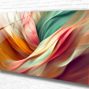 Colorful Tempered Glass Wall Art Abstract ,Panoramic wall Art,Extra large Wall Art,houeswarming gift,Office gift,Modern Wall hanging