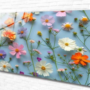 Colorful Flowers Tempered Glass Wall Art,Panoramic Wall Art,Extra Large Wall Art,Home Office Gift,Modern Wall Hanging,Unique Decor