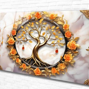 Tree Life Tempered Glass Wall Art Abstract , Panoramic Wall Art, Extra Large Wall Art, Tempered  Glass Backsplash , Modern Wall Hanging