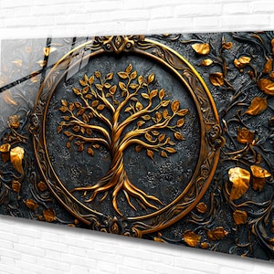 Tree Life Tempered Glass Wall Art Abstract , Panoramic Wall Art, Extra Large Wall Art, Tempered  Glass Backsplash , Modern Wall Hanging