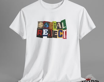 Social Reject Y2K Cartoon Grafik-T-Shirt | Retro 2000er Streetwear-T-Shirt | Vintage-Ästhetik Unisex-Shirt | Grunge-Grafik-Top | Y2K Fashion G