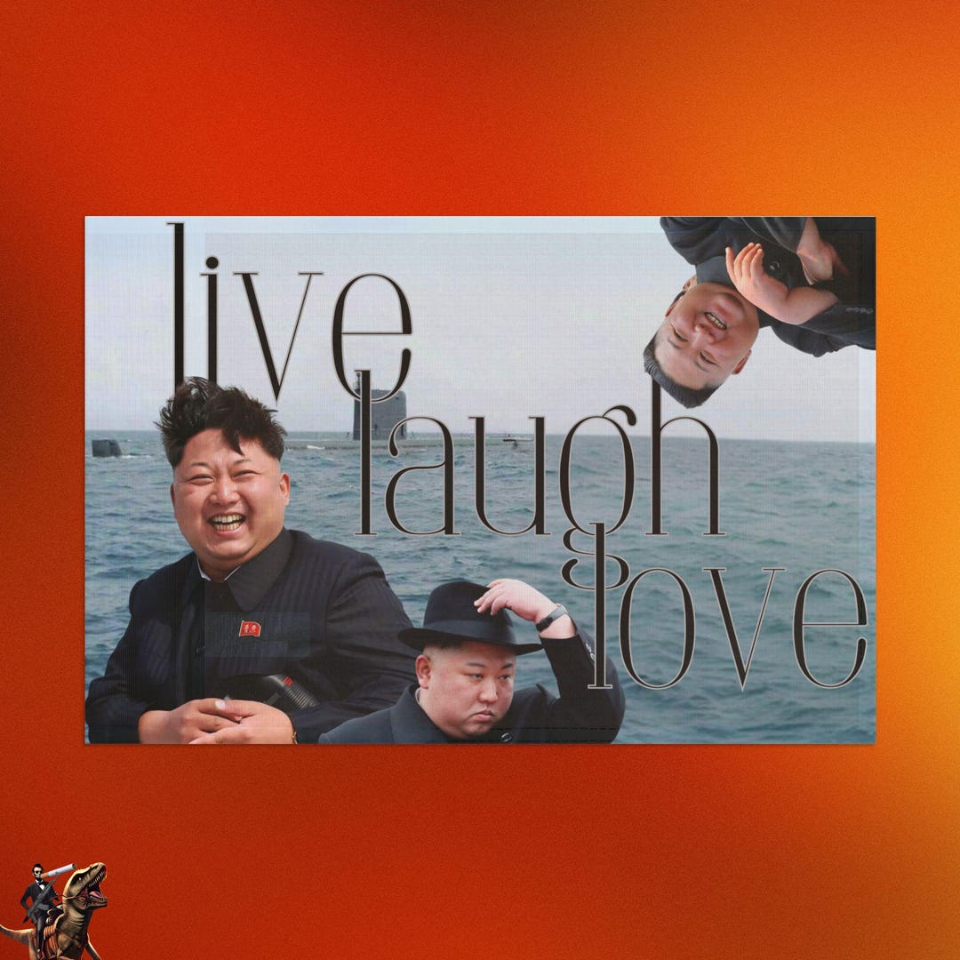 Bandiera Umoristica Fvieon Kim Jong Un – 90x152 Cm, Poliestere 150D, Con 4 Occhielli In Ottone – Live, Laugh, Love
