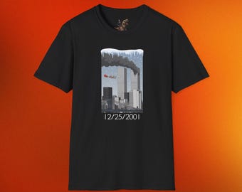 T-shirt du chaos de Noël 11 septembre - 25/12/2001 Chemise humour noir du père Noël traîneau jumelles