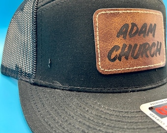 Chapéu Adam Church Flex Brim – Patch de couro gravado a laser