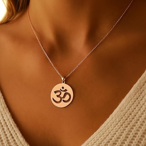 Om Symbol Pendant Necklace For Women, 14K Gold Plated Sacred Aum Necklace, Spiritual Necklace, Yoga Lover  Jewellery Gift, Om jewelry