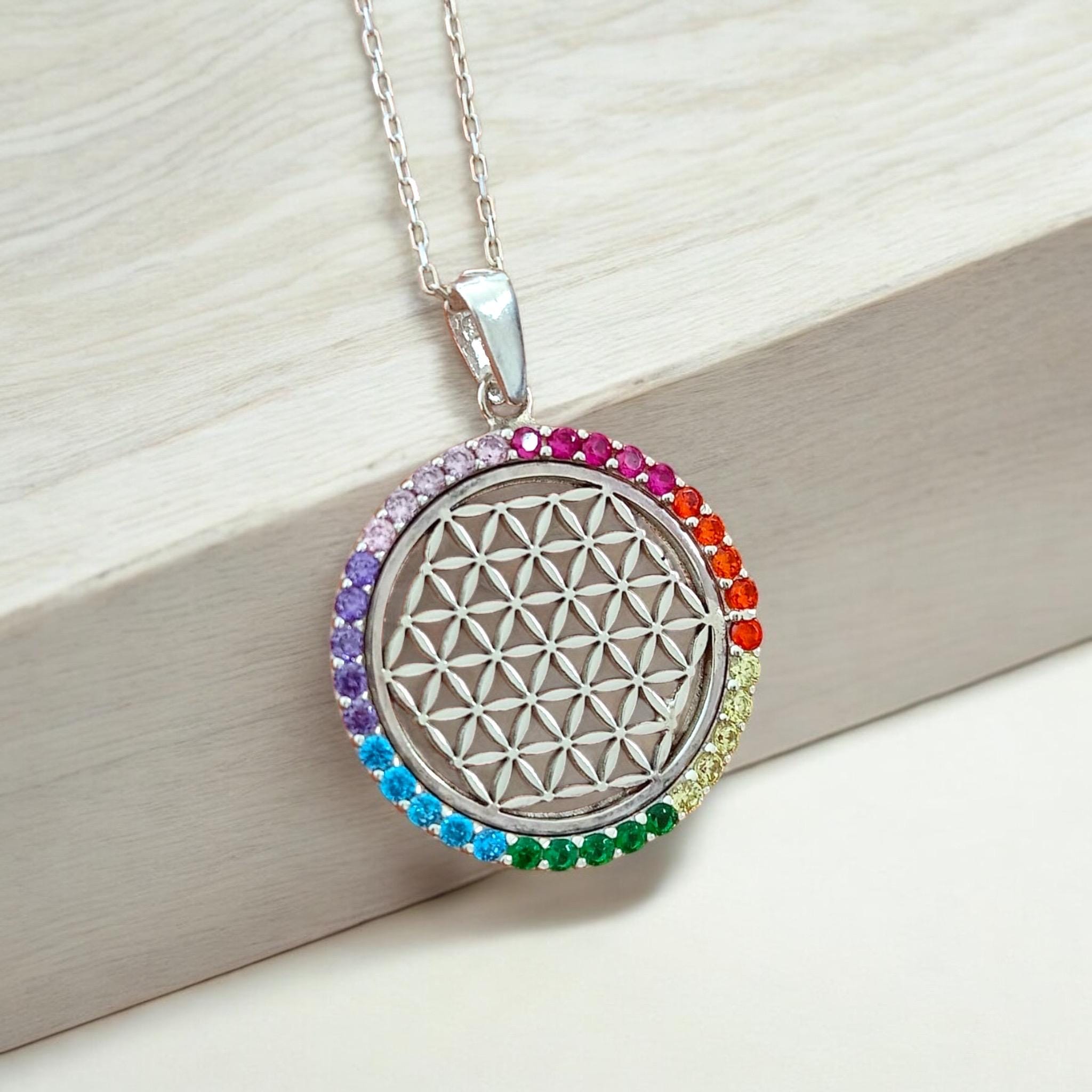 HARMONY BOLA Chakra Halskette - 925 Silber Blume Des Lebens Anhänger