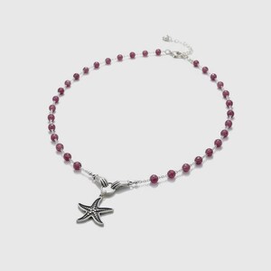 Collar de estrella de mar en plata de ley, collar rojo rubí, joyería boho oceánica, colgante de estrella de mar, regalo de Navidad para ella