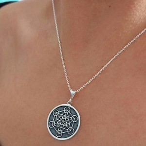 Metatron’s Cube Necklace, 925 Sterling Silver, Sacred Geometry Pendant, Unisex Jewelry, Handmade Spiritual Gift, Handmade Metatron Necklace