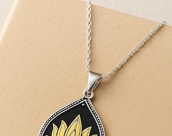 Lotus Flower Necklace, 14K Gold Plated Sterling Silver Lotus Necklace, Spiritual Yoga Pendant, Elegant Flower Jewelry