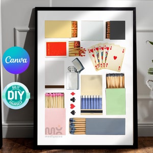 Matchbook Art Poster Template Blank Matchbook Poster Digital Custom Matchbook Gift Personalized Matchbox Art DIY Blank Matchbook Unique Gift