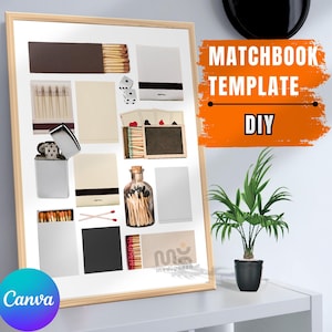 Brown/Neutral Matchbook Art Canva Template, Blank Matchbook Poster Template DIY Blank Matches Print Aesthetic Matchbook Template Unique Gift