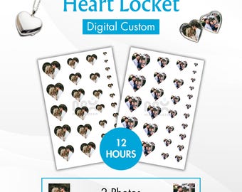Custom Photo Heart Locket Prints Printable Locket Photos Heart Locket Size Photo Digital Locket Image Locket Picture Print Love Locket