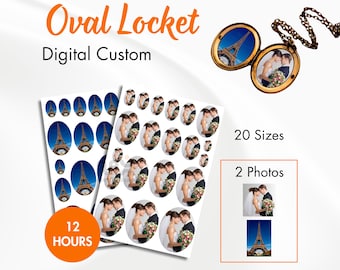 Benutzerdefinierte Foto Oval Locket Drucke Oval Locket Foto Printable Oval Bild für Anhänger Benutzerdefinierte Medaillon Foto-Einsatz