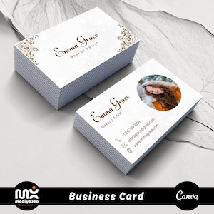 Modèle de cartes de visite pour artistes maquilleurs beauté éditable sur toile, personnalisable à faire soi-même, carte moderne minimaliste, carte de visite de luxe, design esthétique