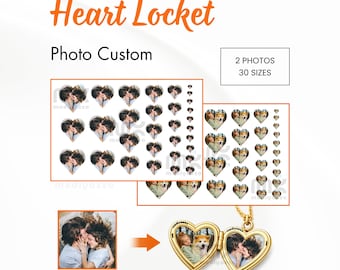 Digital Custom Heart Locket Photo Prints Small Heart Locket Picture Size Personalized Photo for Heart Pendant