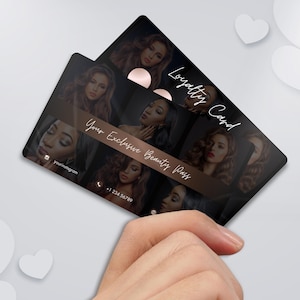 Cartão de fidelidade de beleza editável Canva, modelo de cartões de fidelidade, cartão de fidelidade de cabeleireiro, cartão de recompensa VIP, cartões de fidelidade, trança de cartão de fidelidade