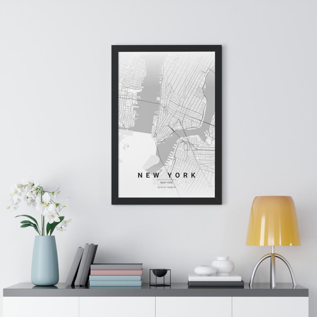 New York City Map Poster | Minimalist Wall Art | Manhattan Street Map ...