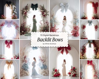 70 Christmas Backlit Arch Digital Backdrops: Holiday Photography Backgrounds for Studio, Maternity, Family & Baby