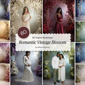 Vintage Blossom Arches Photography Backdrops Set, Romantic Floral Arch Studio Backgrounds, Wedding & Portrait Digital Backdrops, Photoshop