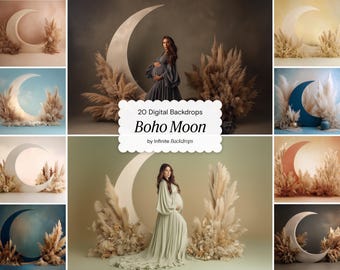 Boho Mutterschaft Digital Mond Kulisse, Digitale Studio Hintergründe, Textur Overlay, Fine Art