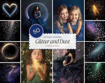 Glitter and Dust Bokeh Overlay, Photoshop Effect for Composite Photography, Glitter Dust, Blowing Gold Glitter Bokeh Backdrop Ethereal Glow