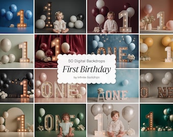 ONE First Birthday Backdrops Set: Pastel Party Background Digital, Cake Smash Scenes, 1st Birthday Studio Photography, JPG
