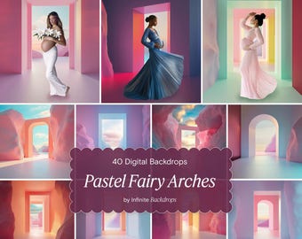 Pastel Fairy Maternity Digital Arch Backdrop, Minimal Arch Digital Backdrops Overlays Studio Backdrop Overlays Fine Art Textures Pastel