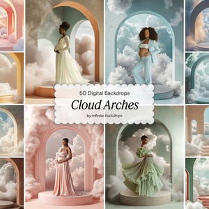 Cloud Arch Digital Backdrop, Dreamy Podium Background, Ethereal Cloud Backdrop, Minimalist Arch Display, Product Mockup, Fine Art Overlay