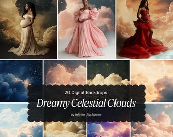 Dreamy Celestial Clouds, Cloud and Dust Bokeh Overlay, Photoshop Effect for Composite Photography, Dreamy Cloud Digital Backdrops Maternity