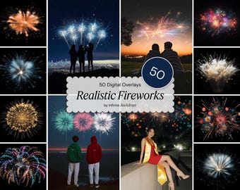 Fireworks Overlays Backdrops, Fireworks Texture, Sparkler Photoshop Overlay Wedding New Year Graduation Party Effects, Holiday Photo Editing
