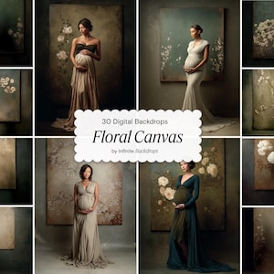Set di sfondi floreali in tela: fondali digitali floreali per maternità per studio e fotografia, sovrapposizioni in stile Fine Art