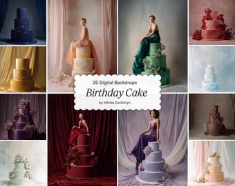 Birthday Cake Topper Backdrops Set, Digital Maternity Background, Party Decorations Cake Photo Props Studio Photography, JPG