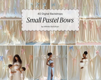 Small Pastel Bow Overlays Maternity Backdrop Gender Reveal Backgrounds Baby Shower Wedding Ribbon Studio Backgrounds Photoshop Overlays